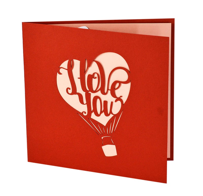 CUT POPUP.COM CUTPOPUP Anniversary Card Pop Up, Valentines Day, Wedding 3D Greeting Card, Valentine's Day, Romantic Love (Air Balloon) - Image 4